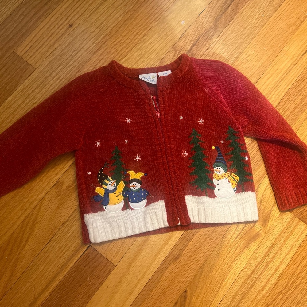 Kids Red Snowman sweater vintage